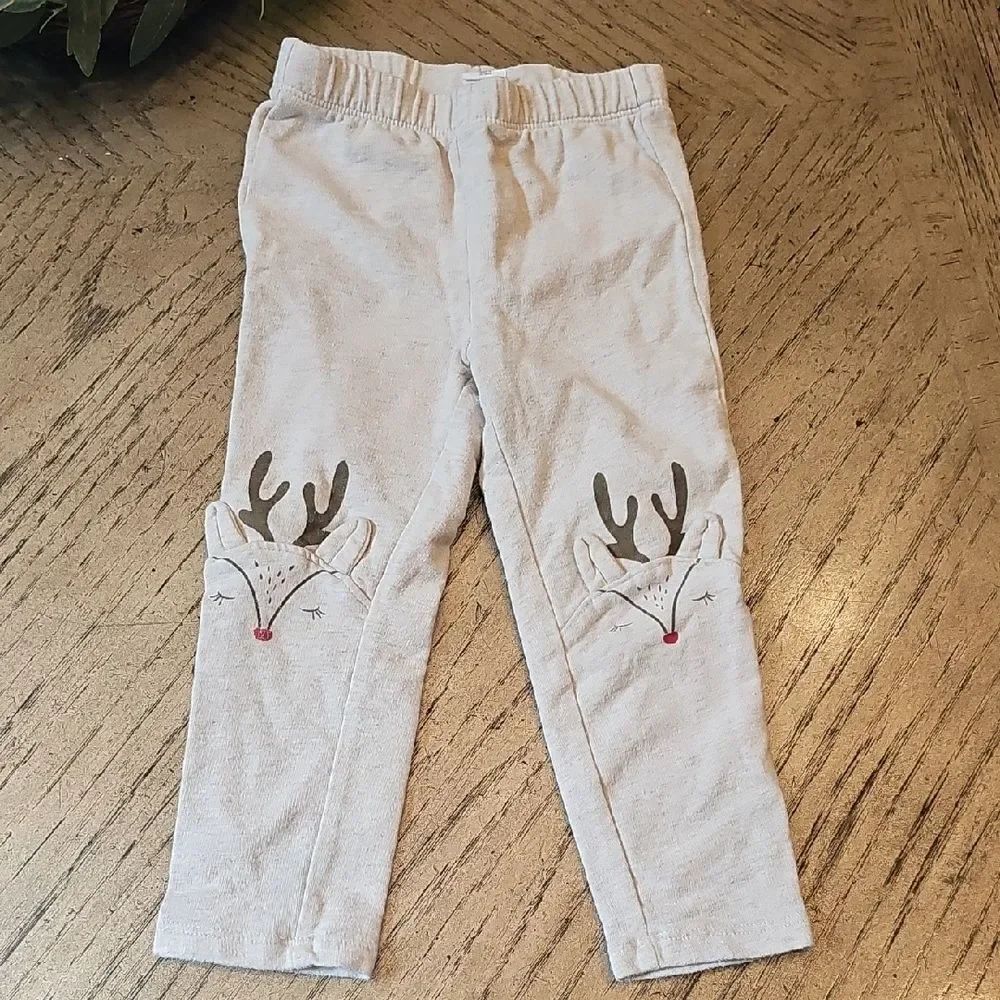 Baby GAP Kids Light Gray Reindeer Leggings 2T